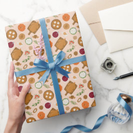 Thanksgiving Dinner Meal Pattern Pink Cadeaupapier