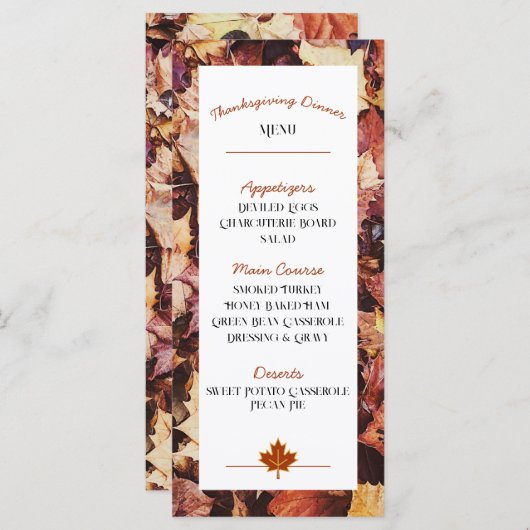Thanksgiving Dinner Menu - Herfstbladeren (Voorkant / Achterkant)
