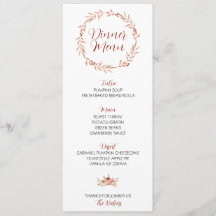 Thanksgiving Dinner Menu Pompoen Spice