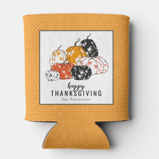 Thanksgiving Dinner Modern Floral Pumpkins Blikjeskoeler (Achterkant)