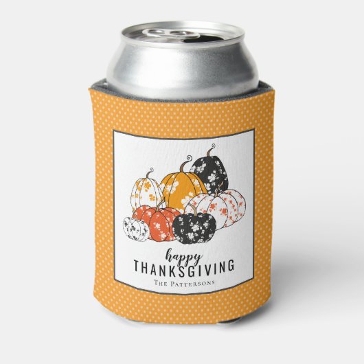Thanksgiving Dinner Modern Floral Pumpkins Blikjeskoeler (Blikje Achterkant)