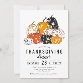 Thanksgiving Dinner Modern Floral Pumpkins Kaart