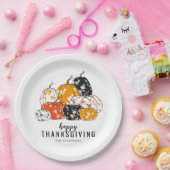 Thanksgiving Dinner Modern Floral Pumpkins Papieren Bordje (Feest)