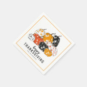 Thanksgiving Dinner Modern Floral Pumpkins Servet (Hoek)