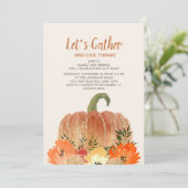 Thanksgiving Dinner Oranje Pumpkins Gold Green Kaart (Staand voorkant)