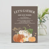 Thanksgiving Dinner Oranje White Pumpkins Brown Kaart (Staand voorkant)