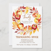 Thanksgiving Dinner Party Appel krans sjabloon Kaart (Voorkant)