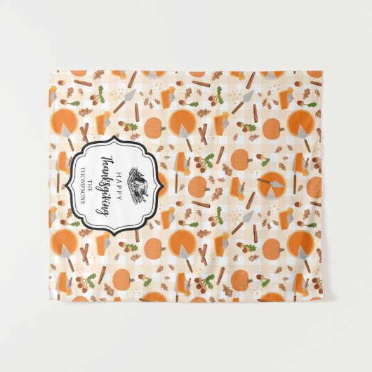 Thanksgiving Dinner Party Buffet Tafelloper Wandkleed (Voorkant (horizontaal))