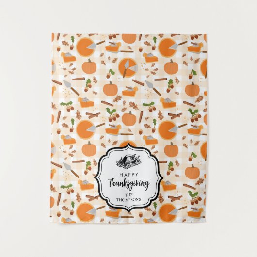 Thanksgiving Dinner Party Buffet Tafelloper Wandkleed (Voorkant)