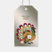 Thanksgiving Dinner Party Colorful Floral Turkey Cadeaulabel (Achterkant)