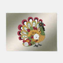 Thanksgiving Dinner Party Colorful Floral Turkey