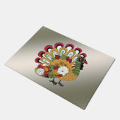 Thanksgiving Dinner Party Colorful Floral Turkey Deurmat (Schuin)