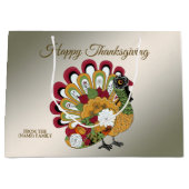 Thanksgiving Dinner Party Colorful Floral Turkey Groot Cadeauzakje (Voorkant)