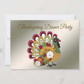 Thanksgiving Dinner Party Colorful Floral Turkey Kaart (Voorkant)