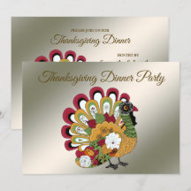 Thanksgiving Dinner Party Colorful Floral Turkey
