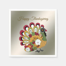 Thanksgiving Dinner Party Colorful Floral Turkey