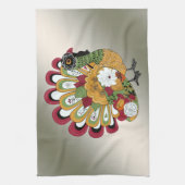 Thanksgiving Dinner Party Colorful Floral Turkey Theedoek (Verticaal)