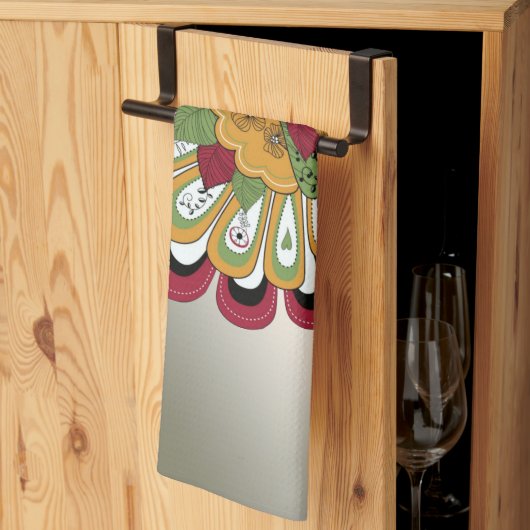 Thanksgiving Dinner Party Colorful Floral Turkey Theedoek (Derde Gevouwen)