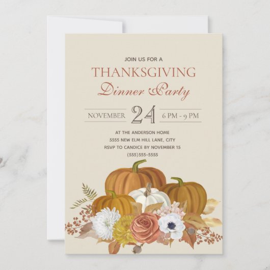 Thanksgiving Dinner Party Elegant Rustic Kaart (Voorkant)