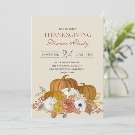 Thanksgiving Dinner Party Elegant Rustic Kaart (Staand voorkant)