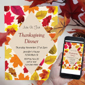 Thanksgiving Dinner Party Fall Colors Bladeren Kaart