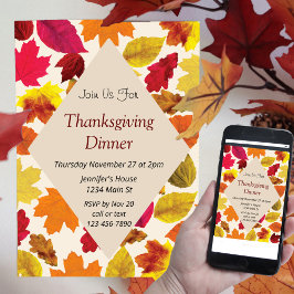 Thanksgiving Dinner Party Fall Colors Bladeren Kaart