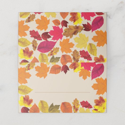 Thanksgiving Dinner Party Fall Colors Bladeren Plaatskaartje (Buitenkant ongevouwen)