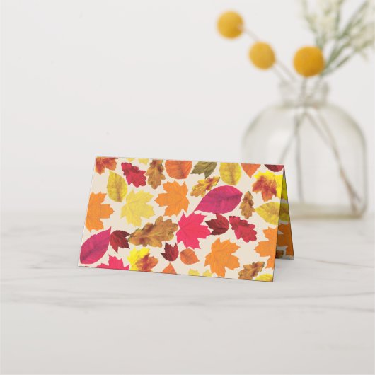 Thanksgiving Dinner Party Fall Colors Bladeren Plaatskaartje (Achterkant)