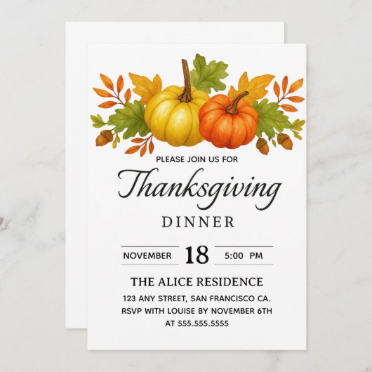Thanksgiving Dinner Party | Feestelijke Herfst vak Kaart (Voorkant / Achterkant)