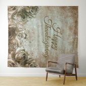 Thanksgiving Dinner Party Floral Rustic  Wandkleed (In Situ (horizontaal))