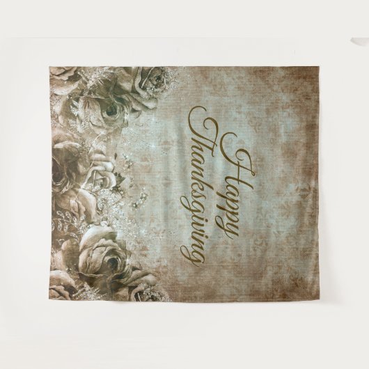 Thanksgiving Dinner Party Floral Rustic  Wandkleed (Voorkant (horizontaal))
