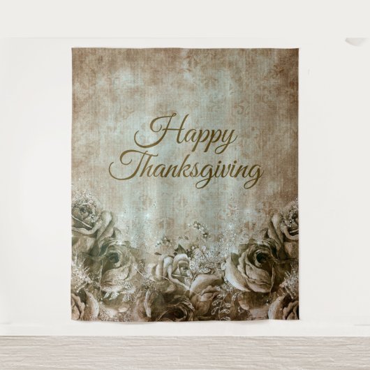 Thanksgiving Dinner Party Floral Rustic  Wandkleed (Voorkant)