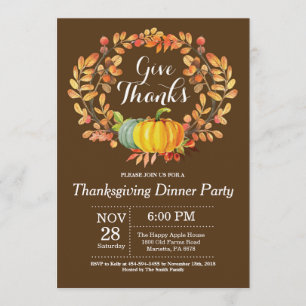 Thanksgiving Dinner Party Herfst Autumn Brown Kaart