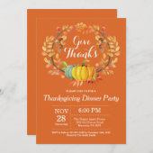 Thanksgiving Dinner Party Herfst Herfst Sinaasappe Kaart (Voorkant / Achterkant)