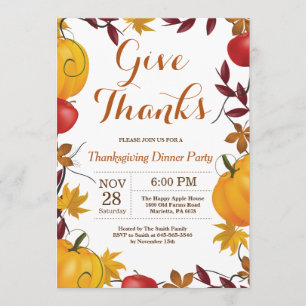 Thanksgiving Dinner Party Herfst Herfst Uitnodigin Kaart