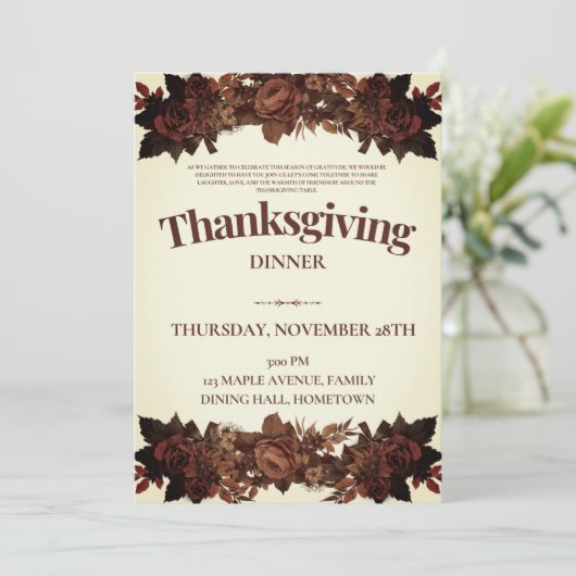 Thanksgiving Dinner Party - Je bent uitgenodigd Kaart (Staand voorkant)