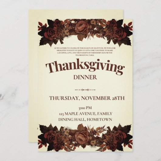 Thanksgiving Dinner Party - Je bent uitgenodigd Kaart (Voorkant / Achterkant)