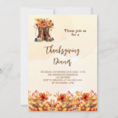 Thanksgiving Dinner Party oranje herfst Bloemenlaa Kaart (Voorkant)