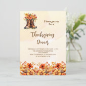 Thanksgiving Dinner Party oranje herfst Bloemenlaa Kaart (Staand voorkant)