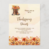 Thanksgiving Dinner Party oranje herfst Bloemenlaa Uitnodiging Briefkaart (Voorkant)