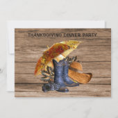Thanksgiving Dinner Party Oranje Rustic Vintage Kaart (Voorkant)