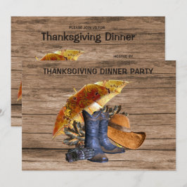 Thanksgiving Dinner Party Oranje Rustic Vintage Kaart