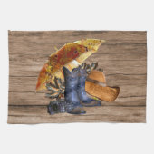 Thanksgiving Dinner Party Oranje Rustic Vintage Theedoek (Horizontaal)