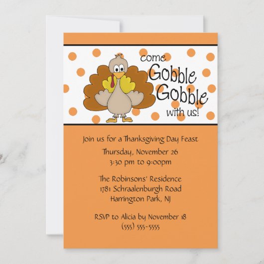 Thanksgiving Dinner party over gaffel in Turkije Kaart (Voorkant)