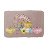 Thanksgiving Dinner Party Turkey Pumpkins Pink Tan Badmat (Voorkant)