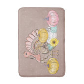 Thanksgiving Dinner Party Turkey Pumpkins Pink Tan Badmat (Voorkant Verticaal)