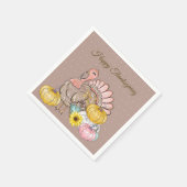 Thanksgiving Dinner Party Turkey Pumpkins Pink Tan Servet (Hoek)