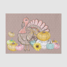 Thanksgiving Dinner Party Turkey Pumpkins Pink Tan