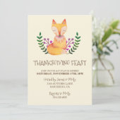 Thanksgiving Dinner Party Waterverf Fox Kaart (Staand voorkant)