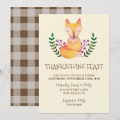 Thanksgiving Dinner Party Waterverf Fox Kaart (Voorkant / Achterkant)